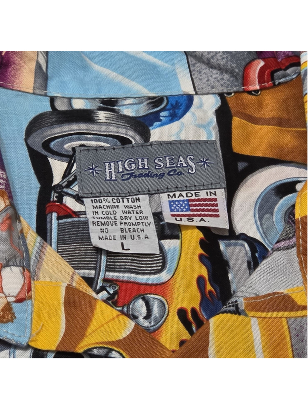 High Seas Trading Co Shirt Mens L Hot Rod Pin Up USA Made Rockabilly - Picture 4 of 8